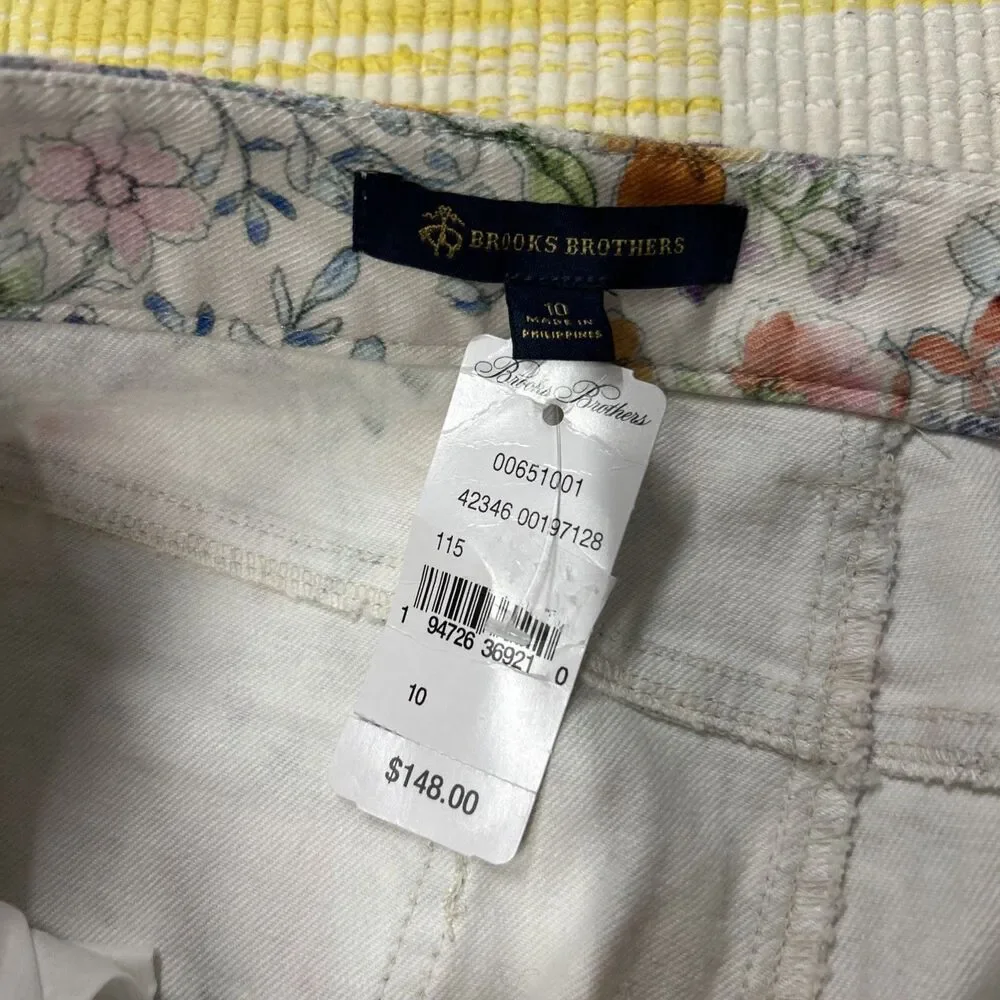 Brooks Brothers Women’s Floral Jeans Orange green Spring Size 10 NWT